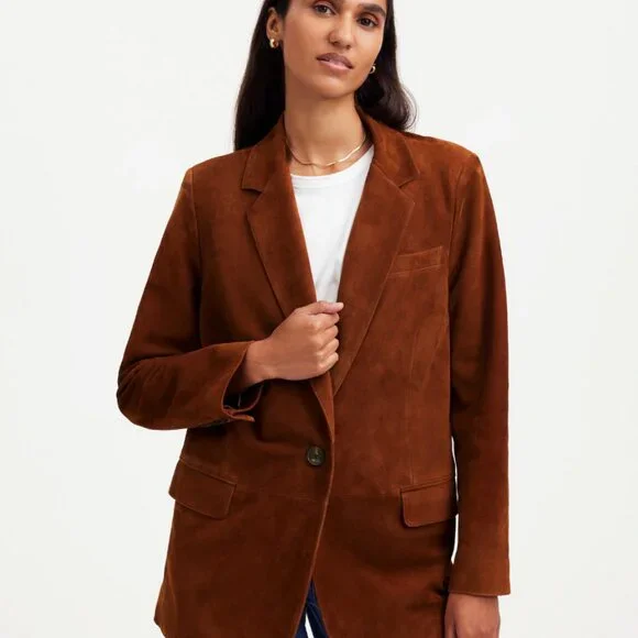 NWT! MADEWELL The Kline Brown Suede Blazer Size 4 - Picture 2 of 11